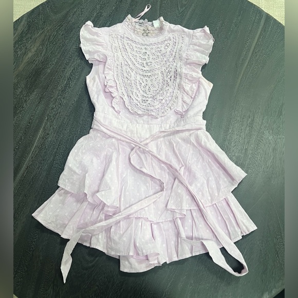 Selfie Leslie Lavender Ruffle Lace Romper Size Small - Picture 3 of 4